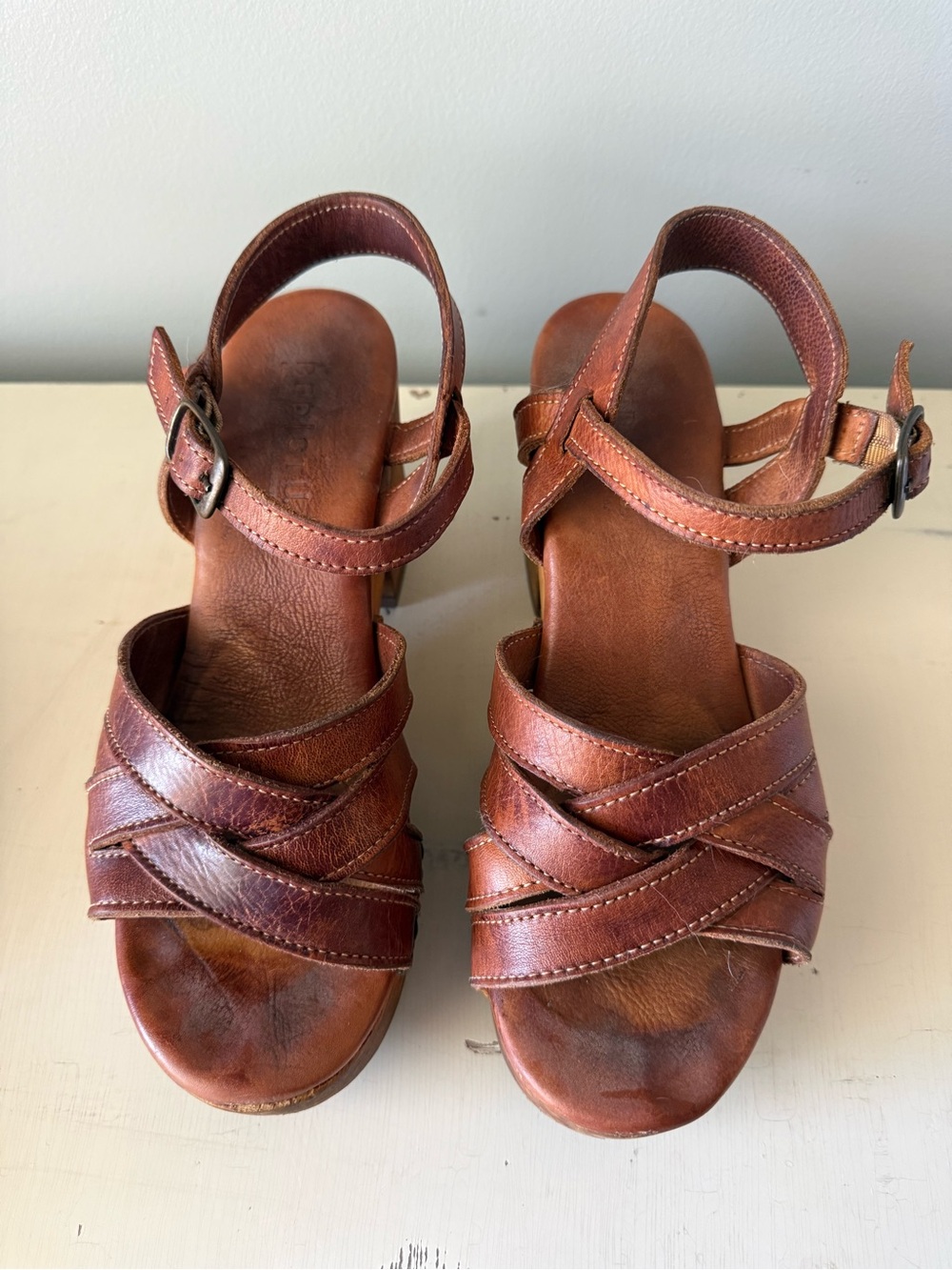 Bed Stu Paulina Platform WoodenHeeled Sandals • Women’s 8.5